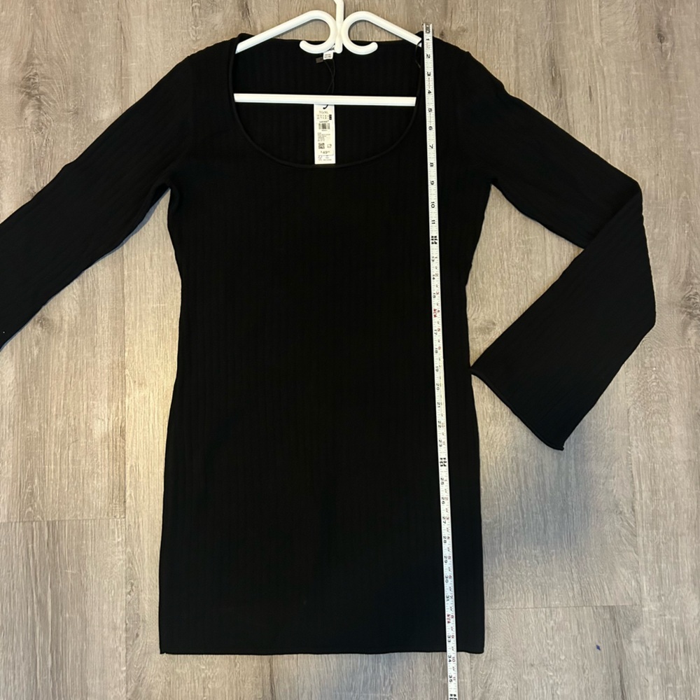 NEW Garage Black scoop neck ribbed mini Long Sleeve Dress size XL NWT - Picture 8 of 8